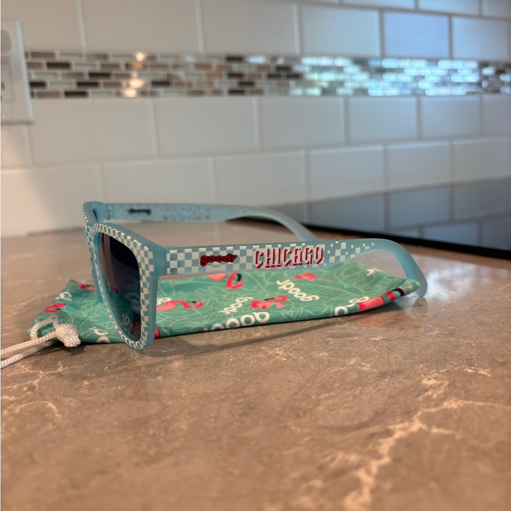 Chicago Light Blue Checker Kids Sunglasses